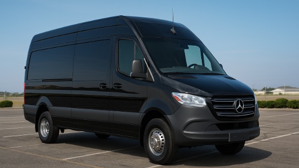 Exterior of Charter Bus Company Fremont's 14 Passenger Sprinter Limousine in Fremont
