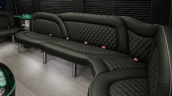 Interior of Charter Bus Company San Francisco's 14 Passenger Sprinter Limousine in San Francisco