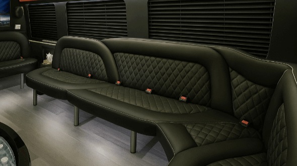 Interior of Charter Bus Company Redwood City's 15 Passenger Party Bus in Redwood City