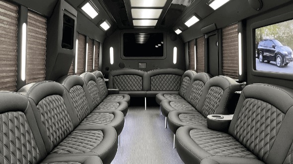 Interior of Charter Bus Company San Mateo's 40 Passenger Party Bus in San Mateo
