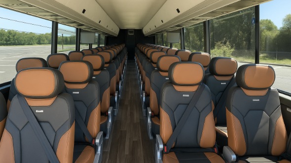 Interior of Charter Bus Company Daly City's 44 Passenger Charter Bus in Daly City